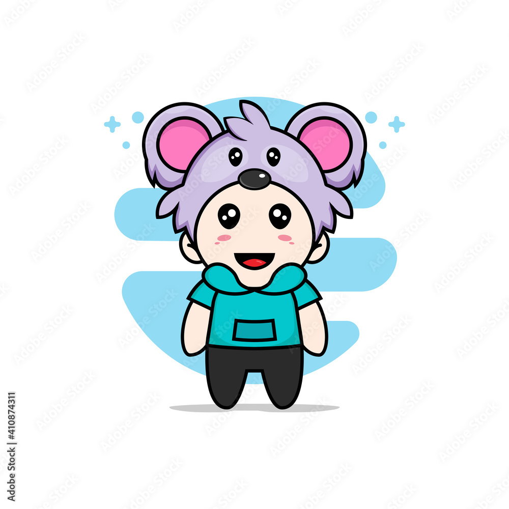 Cute kids character wearing koala costume. Cute kids character wearing koala costume.