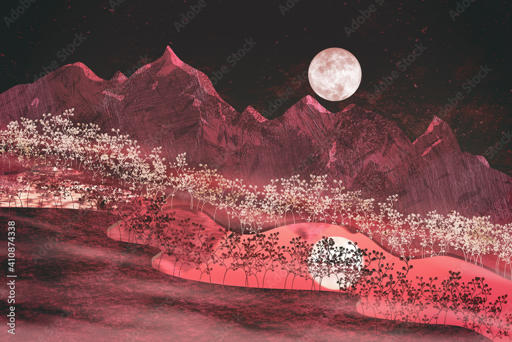 The natural shades of moonlight on the mountains