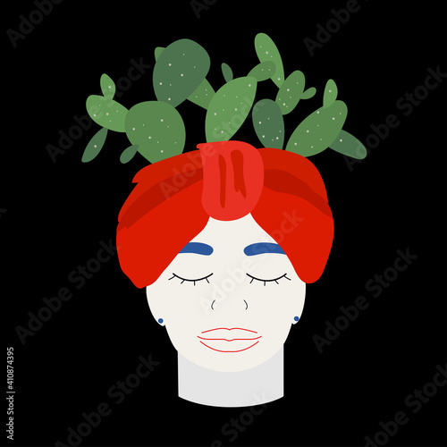 Sicilian traditional legend vase. Moor head pot. Sicily, Italy, Palermo, Taormina, Agrigento, Chifalu, Messina, Catania. Sicilian ceramic. Print design, poster, postcard, banner, souvenir