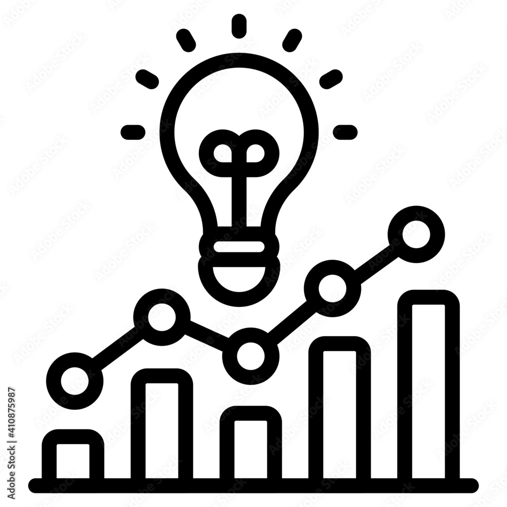 Vector icon of growth graph and business ideas
Vector icon of growth graph and business ideas