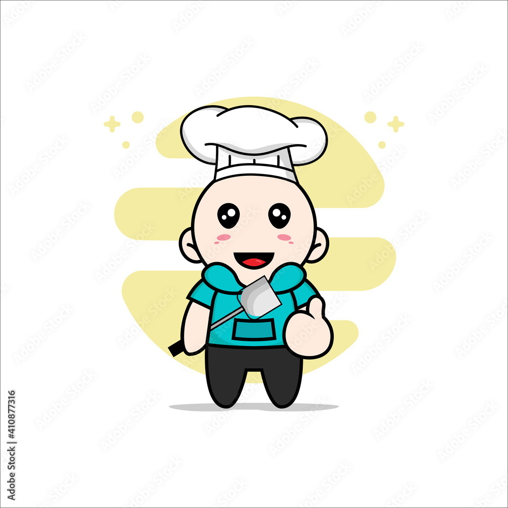 Cute kids character wearing chef costume.