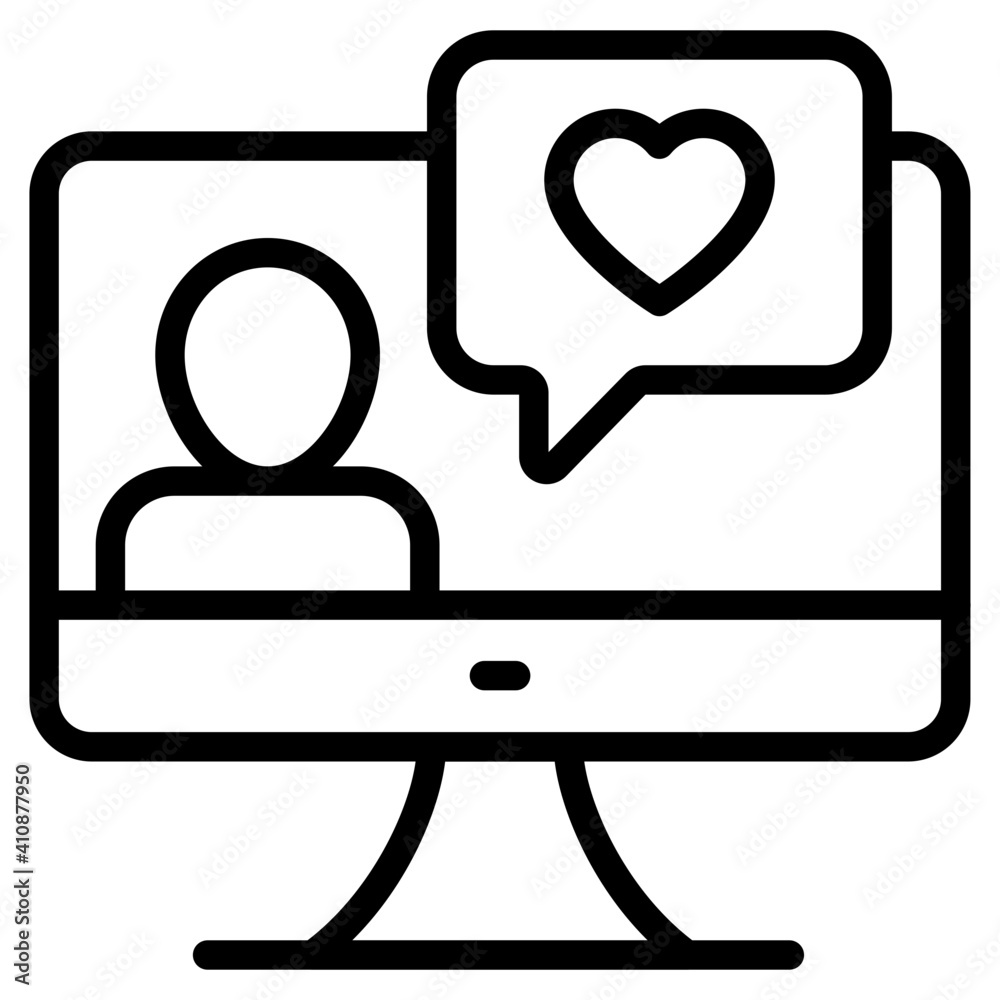 Icon of online testimonial, outline design Icon of online testimonial, outline design
