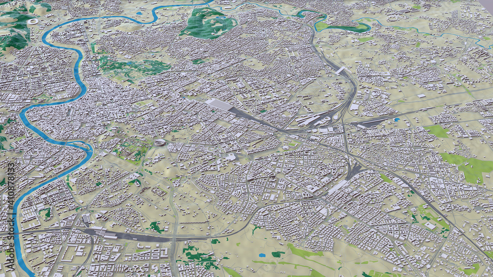 Fototapeta premium Rome Italy, 3D aerial view
