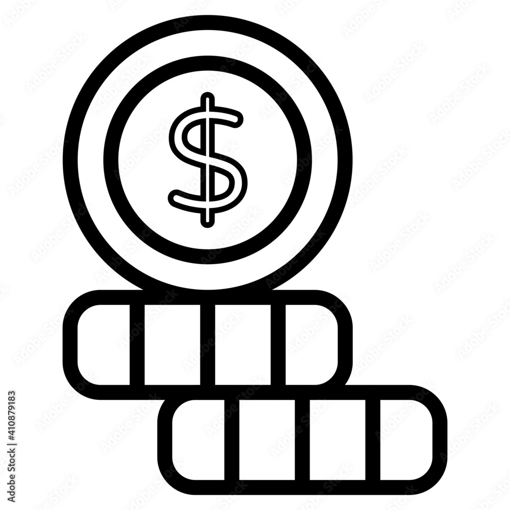 Editable linear design icon of dollar coins Editable linear design icon of dollar coins