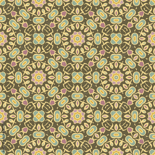 Creative color abstract geometric seamless mandala pattern in gold brown green  can be used for printing onto fabric  interior  design  textile  carpet  pillow. Home decor  interior design.