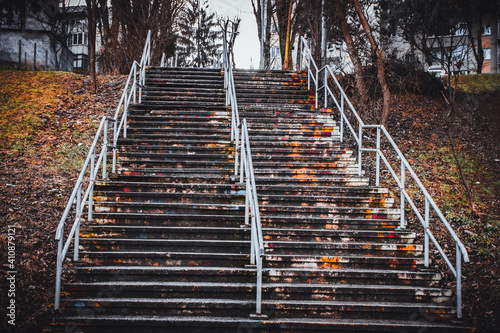 higher and higher on the steps