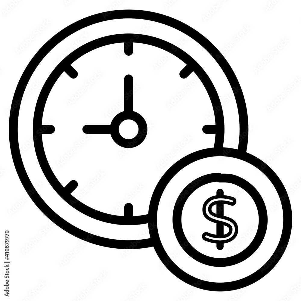 Time is money icon in modern design, clock with dollar Time is money icon in modern design, clock with dollar
