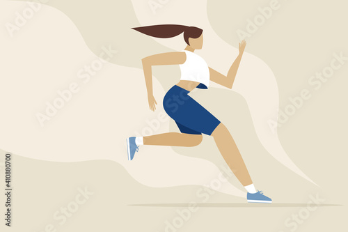 Illustration of a running athletic woman
