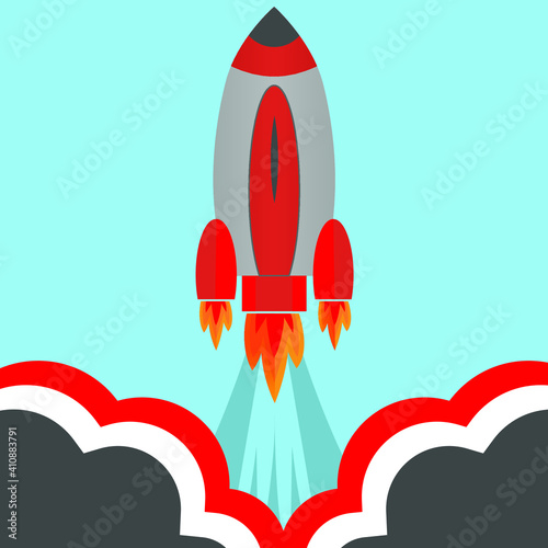 Rocket background, Rocket product cover. Creative startup idea. Space Rocket Launch, Vector Illustration
