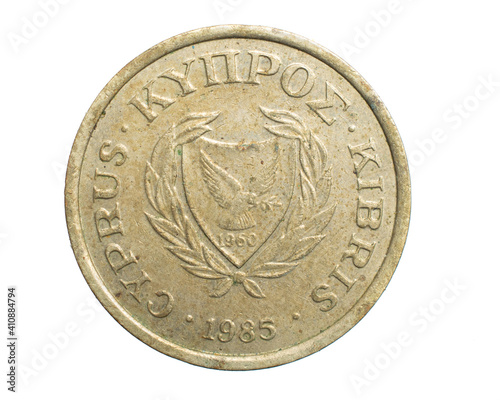 two cyprus cent coin on a white isolated background