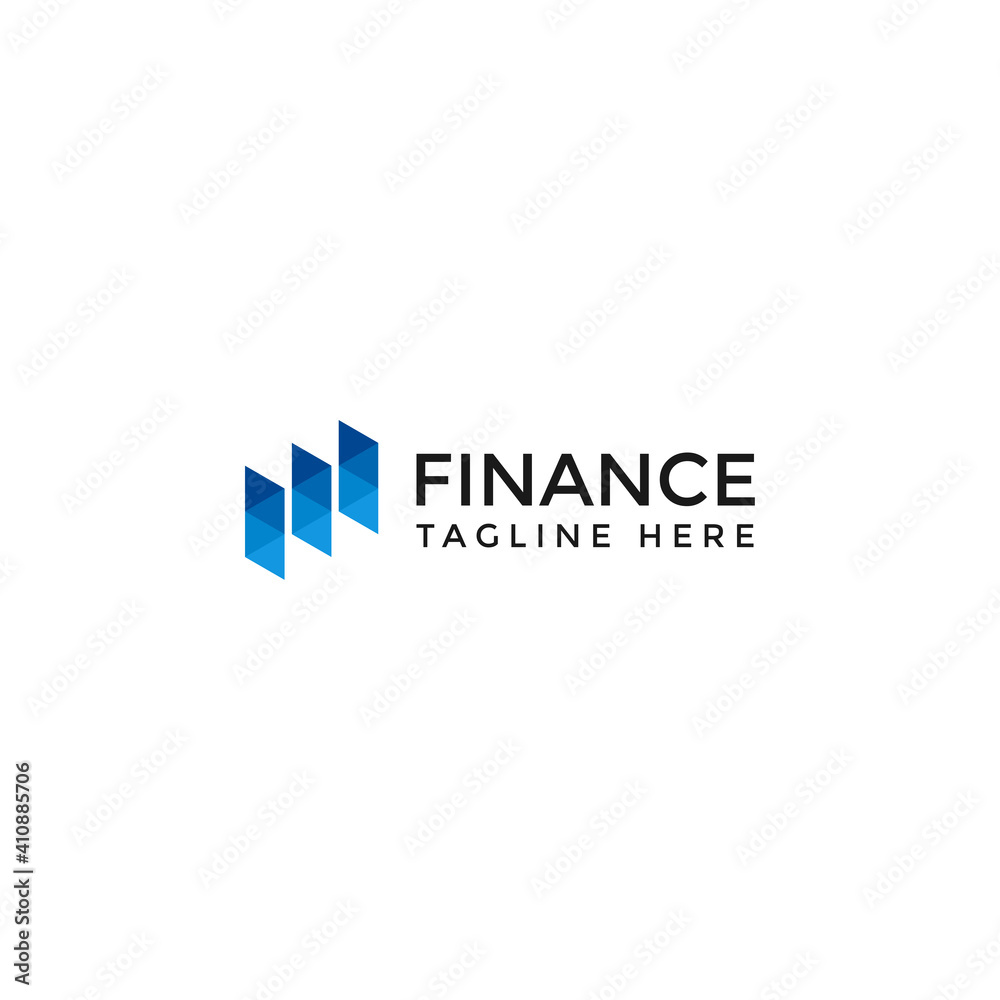 Finance polygonal blue logo design template. Up, Market, graphic, bar, icon vector