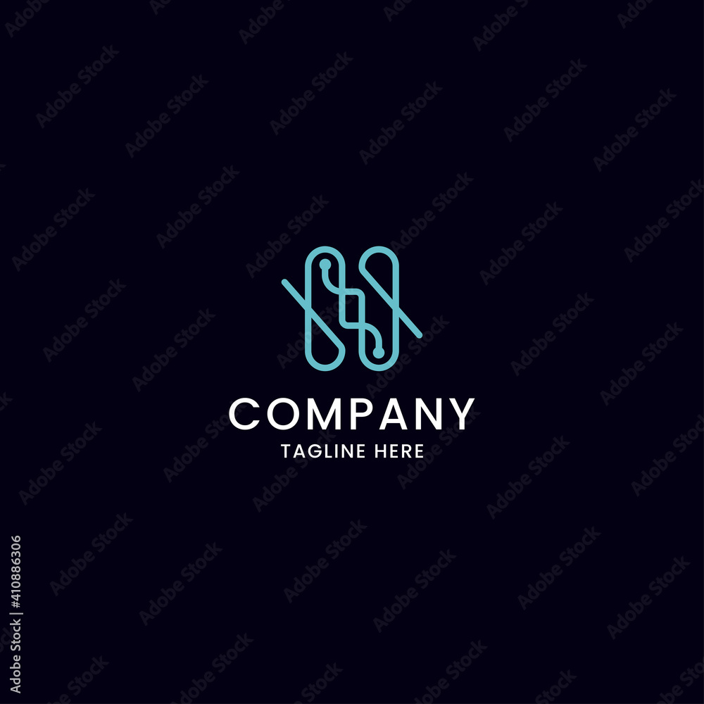 Letter N Abstract line blue logo icon design template flat modern vector illustration Letter N Abstract line blue logo icon design template flat modern vector illustration
