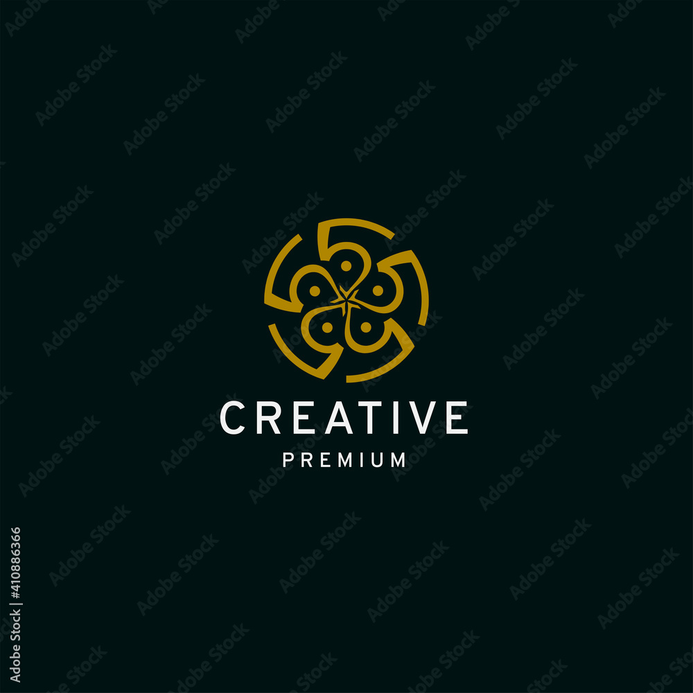 Number five abstract circle flower ornament logo icon design template