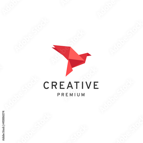Paper bird low poly logo icon design template premium vector