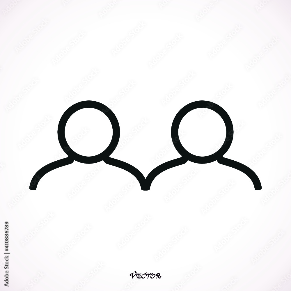 Two people icon. Symbol of group or pair of persons, friends, contacts, users. Outline modern design element. Simple black flat vector sign with rounded corners Two people icon. Symbol of group or pair of persons, friends, contacts, users. Outline modern design element. Simple black flat vector sign with rounded corners
