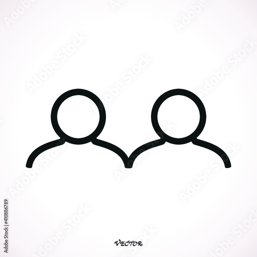 Two people icon. Symbol of group or pair of persons, friends, contacts, users. Outline modern design element. Simple black flat vector sign with rounded corners