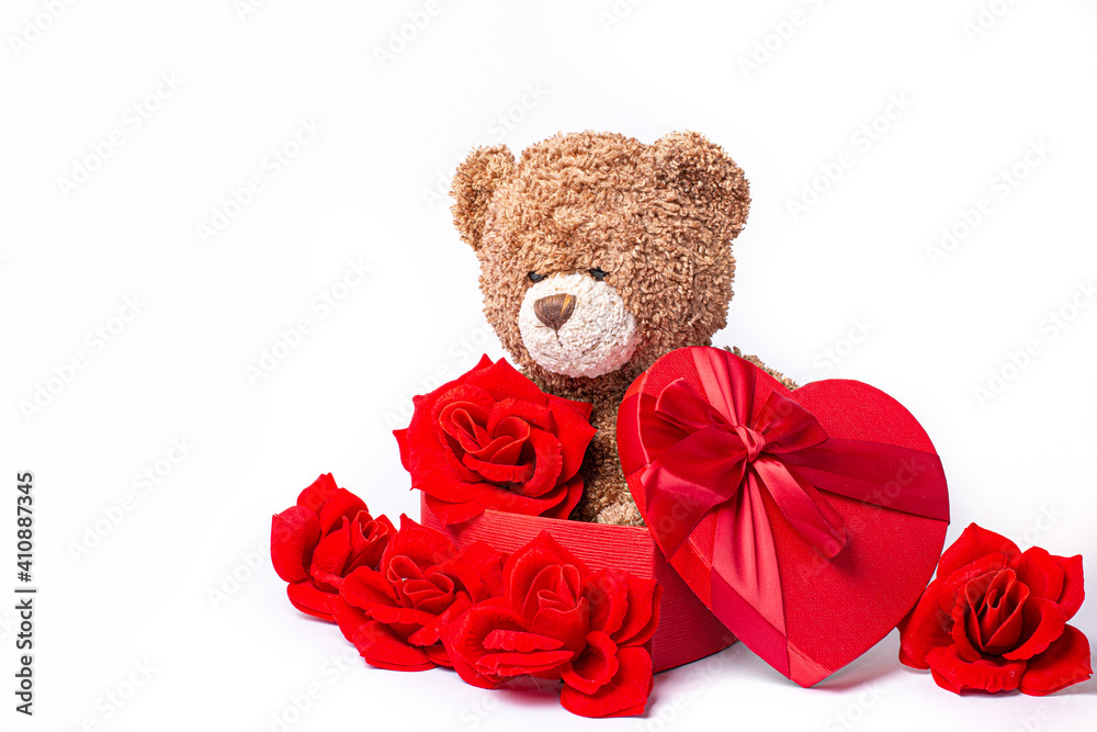 teddy bear with rose and present shape heart teddy bear with rose and present shape heart