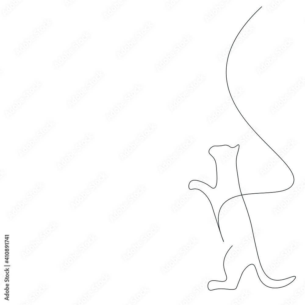 Cat on white background line drawing, vector illustration Cat on white background line drawing, vector illustration