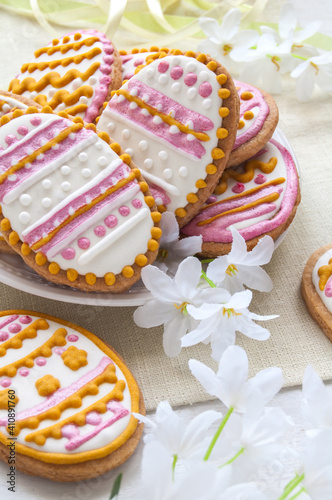 Colorful Easter cookies in the shape of egg