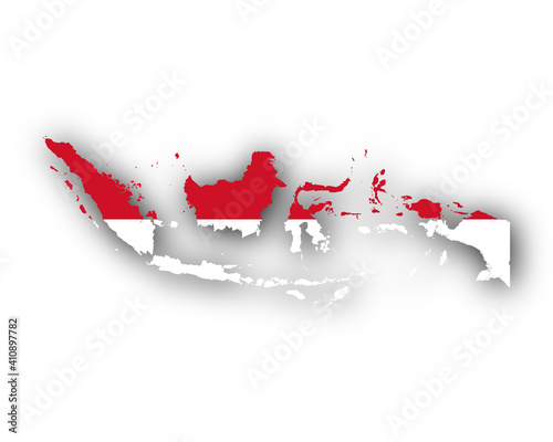 Karte und Fahne von Indonesien