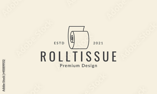 roll tissue paper simple lines logo vector icon symbol graphic design illustration