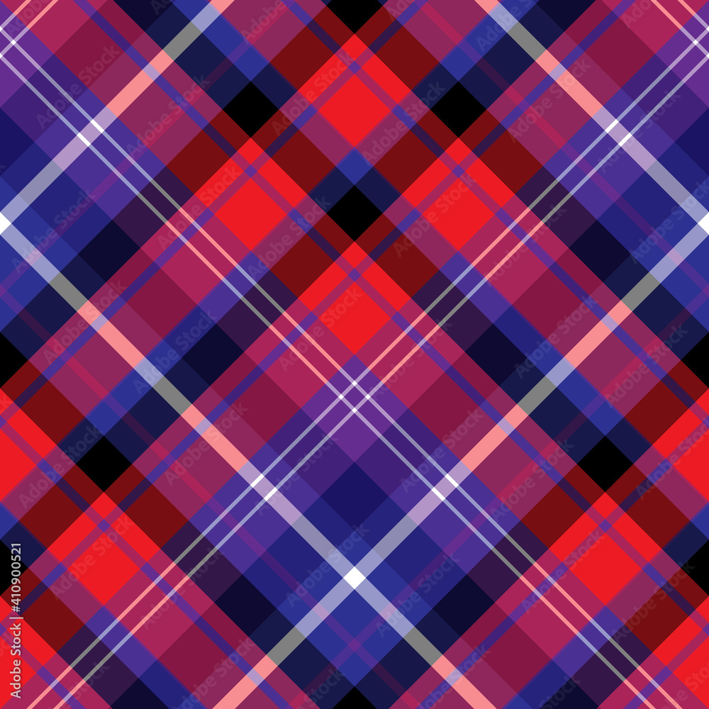 Seamless pattern in wonderful red, dark blue, violet and white colors for plaid, fabric, textile, clothes, tablecloth and other things. Vector image. 2 Seamless pattern in wonderful red, dark blue, violet and white colors for plaid, fabric, textile, clothes, tablecloth and other things. Vector image. 2