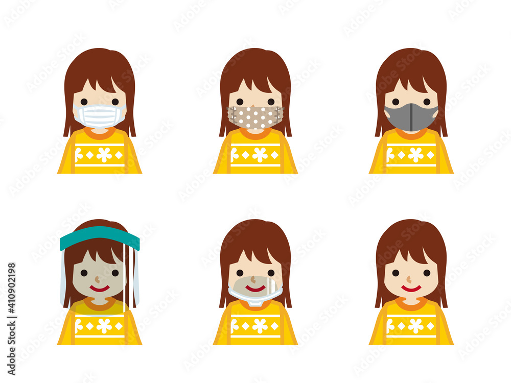 マスク種類セット - 女児 正面 マスク種類セット - 女児 正面