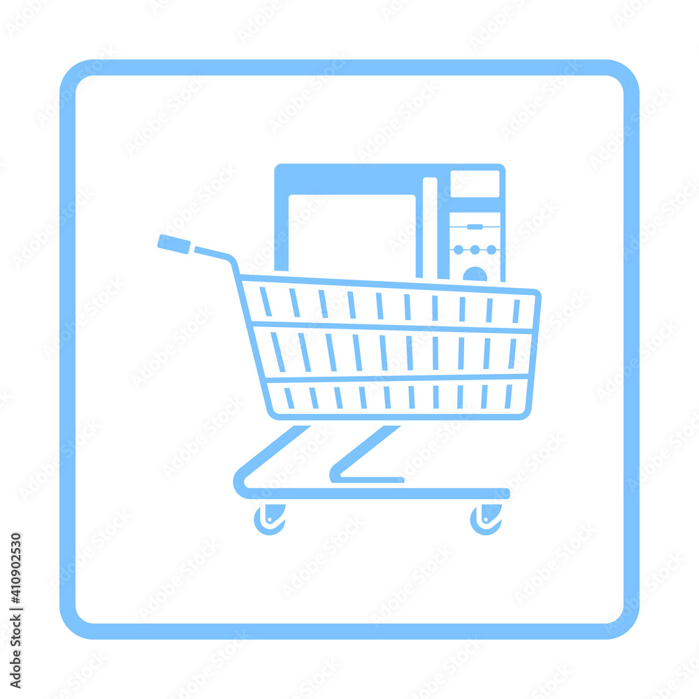 Shopping Cart With Microwave Oven Icon Shopping Cart With Microwave Oven Icon