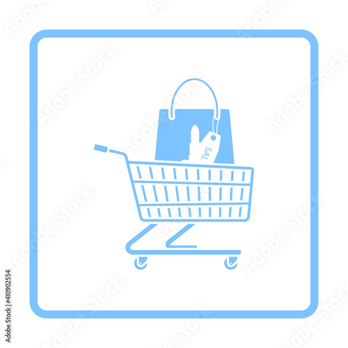 Shopping Cart With Bag Of Cosmetics Icon