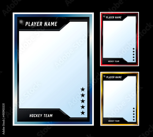 Hockey player card frame template design