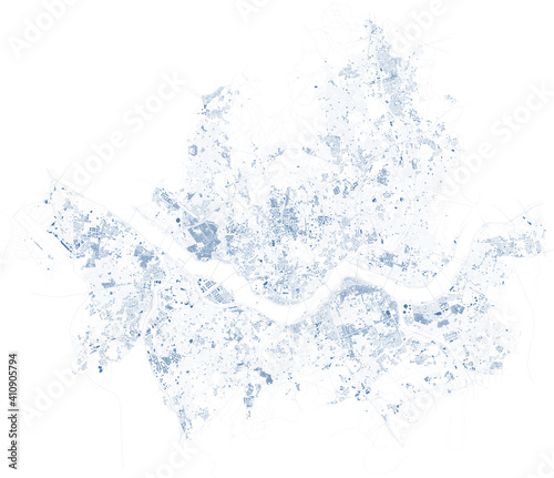 Satellite view of Seoul. South Korea. Map o the capital, streets and building. Seoul Capital Area