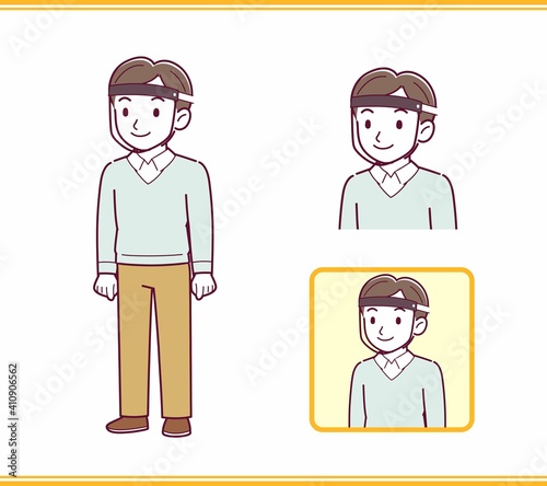 Young man dressed in blue