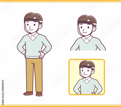 Young man dressed in blue