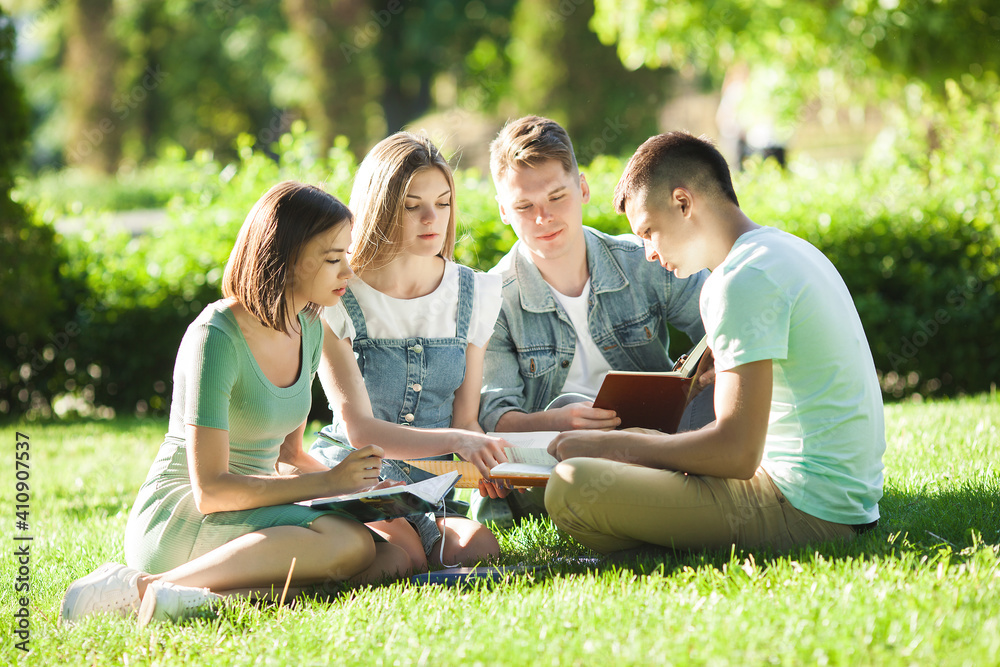Students studying. Young people preparing for the lessons. People getting ready to the exams. Students studying. Young people preparing for the lessons. People getting ready to the exams.