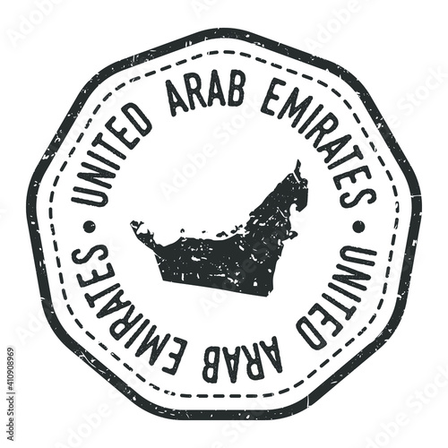 Emirates - The World Islands - Dubai - United Arab Emirates Map Stamp Retro Postmark. Silhouette Postal Passport. Seal Round Vector Icon. Badge Vintage Postage Design.