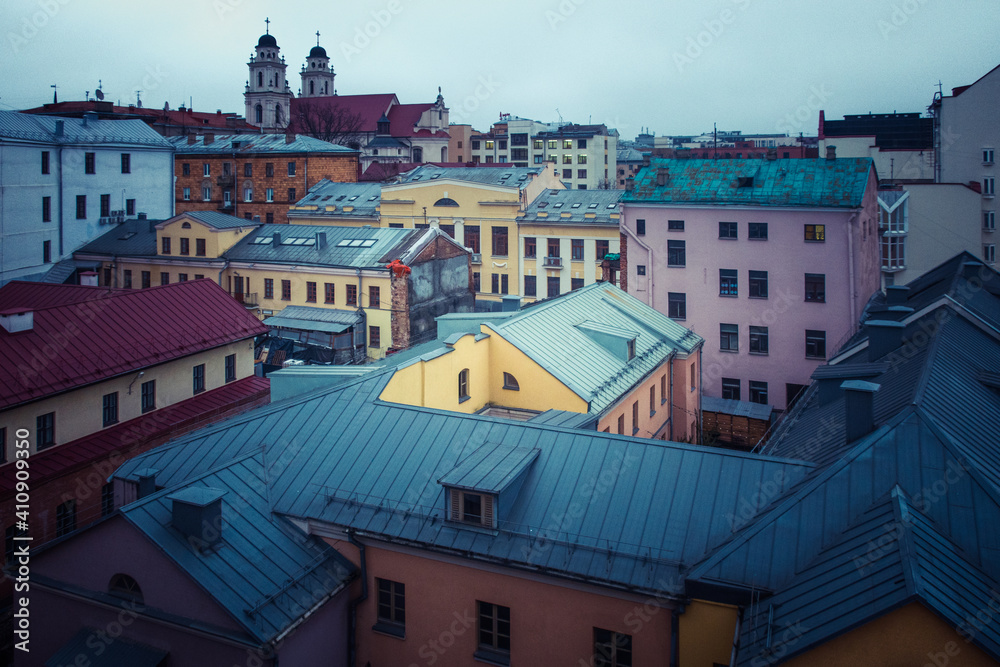 colorful roofs of houses