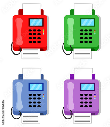 Vector illustration set  of a used fax machine