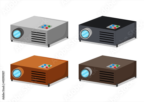 Vector illustration set of a 3d projector ready to use for presentations photo