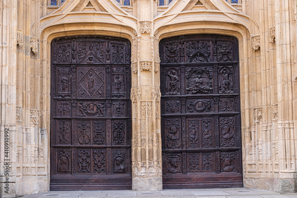 Closeup shot of gothic gates of Limoges Cathedral