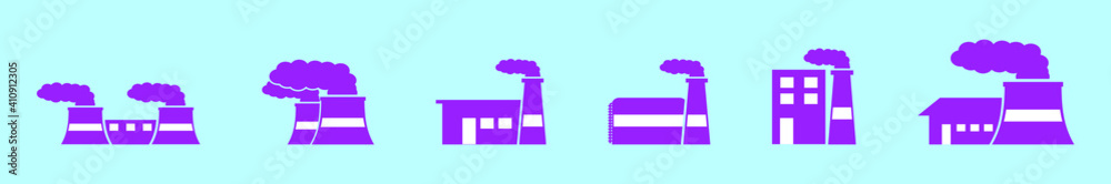 set of factory cartoon icon design template with various models. vector illustration isolated on blue background set of factory cartoon icon design template with various models. vector illustration isolated on blue background