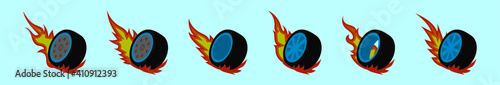 set of burn out cartoon icon design template with various models. vector illustration isolated on blue background