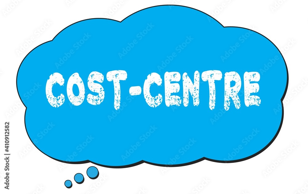 COST-CENTRE text written on a blue thought bubble. COST-CENTRE text written on a blue thought bubble.
