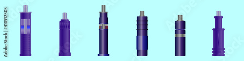 set of liquid vaporizer cartoon icon design template with various models. vector illustration isolated on blue background