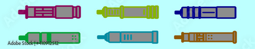 set of liquid vaporizer cartoon icon design template with various models. vector illustration isolated on blue background