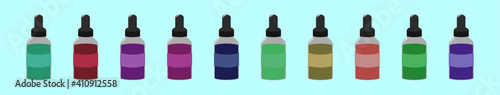 set of liquid vaporizer cartoon icon design template with various models. vector illustration isolated on blue background
