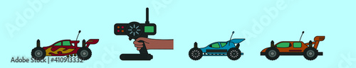 set of car toys cartoon icon design template with various models. vector illustration isolated on blue background