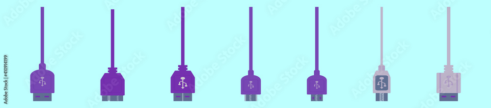 Naklejka premium set of computer ports type icon design template with various models. vector illustration isolated on blue background