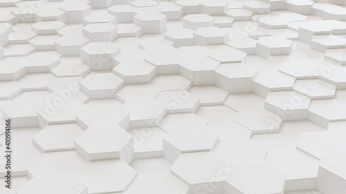 White geometric hexagonal abstract background.3d rendering