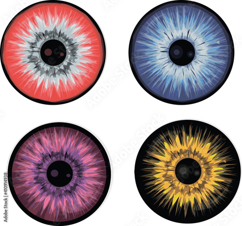 Set of colorful eye iris vector