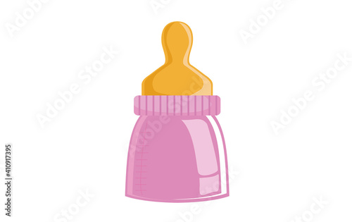 Isolated pink baby bottle illustration